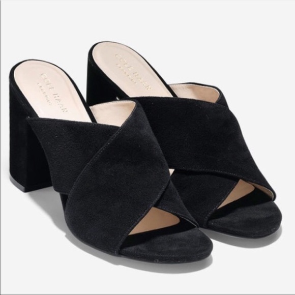 Cole Haan Gabby Suede Heeled Sandal Black Size 9 - Picture 1 of 11